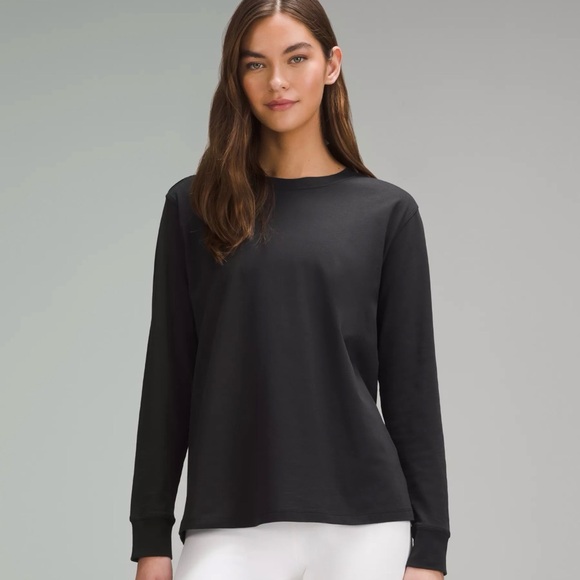 lululemon athletica Tops - Lululemon All Yours Black Long Sleeve Crewneck Top size 4 Pima Cotton NWT